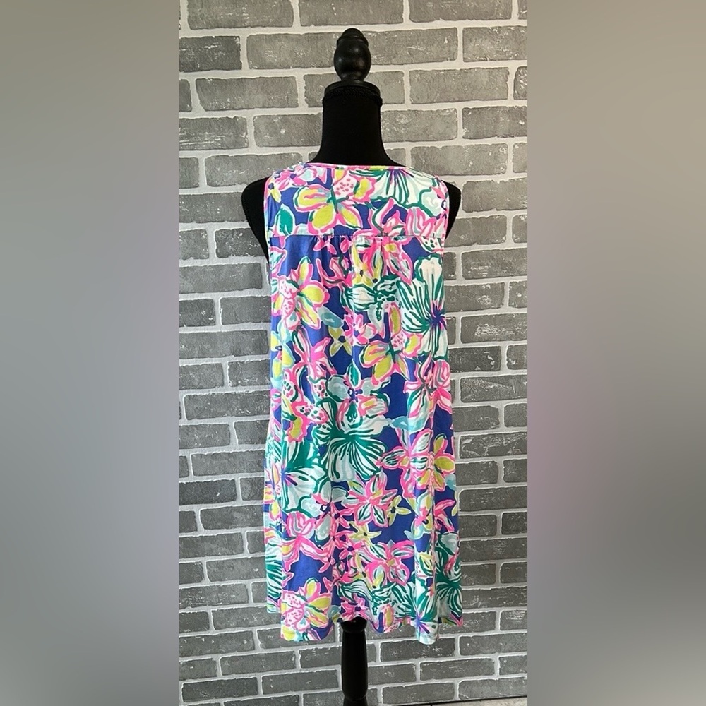 Lilly Pulitzer Blythe Tank Dress Casa Azul Floral Print Pima Cotton Women’s Larg - Picture 6 of 15